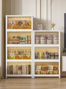 Foldable wheeled  box, 4–5 tiers stackable;for kitchen, refrigerator, bathroom, and living room. Stacking design saves space;also be used as a living room shoe cabinet for organizing shoes and bags. layer storage Collapsible Multifunctional Bins