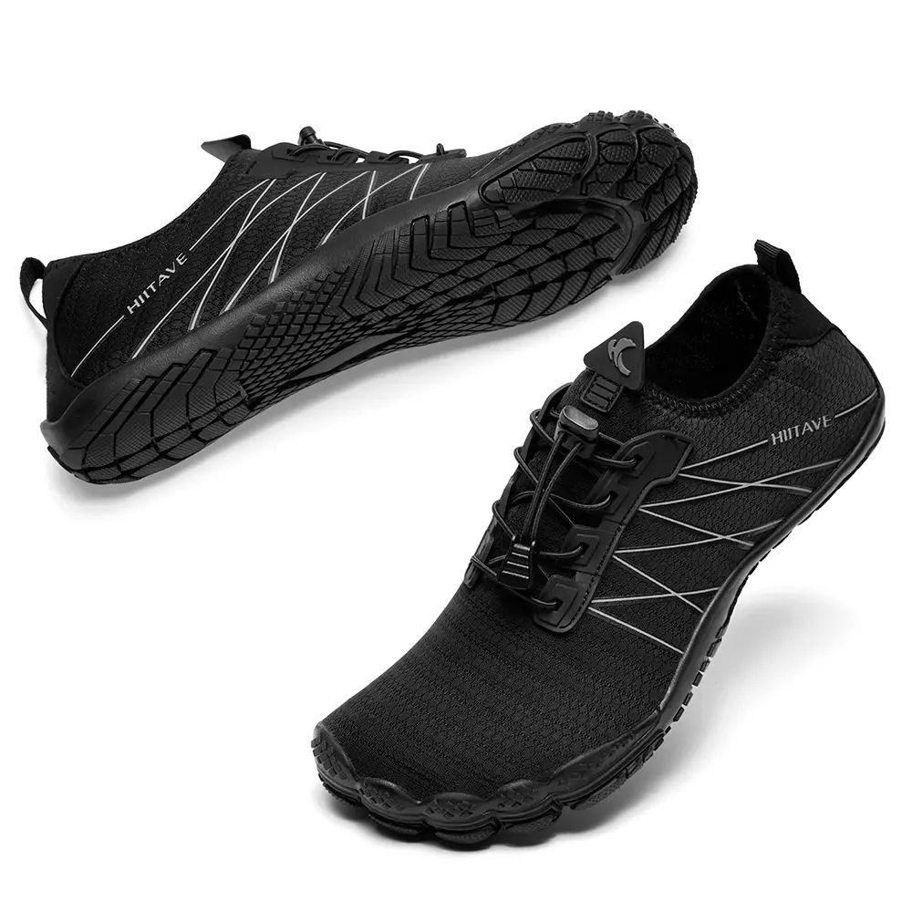 HIITAVE Men's Barefoot Mesh Water Shoes, Lightweight & Breathable for Hot Days, Wide Toe Box, Non-Slip Sole for Barefoot Beach Walking, Breathable Mesh, Cool Airy, Male Wear, Wetground Traction, Outdoorfun, Slip Resistant, Men's Water Shoes