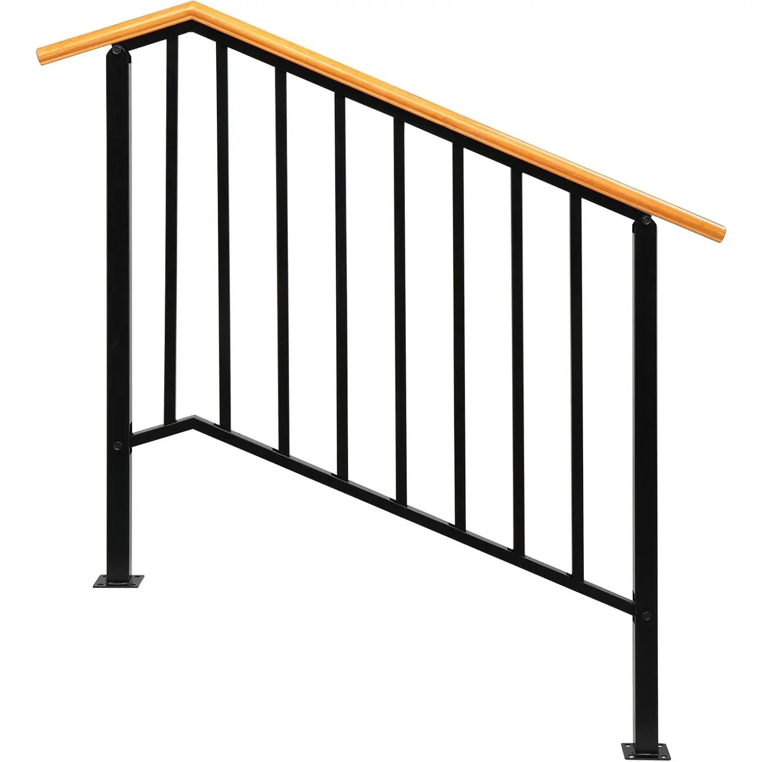 Karlhome Outdoor Wrought Iron Stair Railing - Fits 1-4 Steps, Garden/Porch Climbing Safety Support, Installation Kit Includes Hardware for Concrete or Wooden Stairs, Handrail
