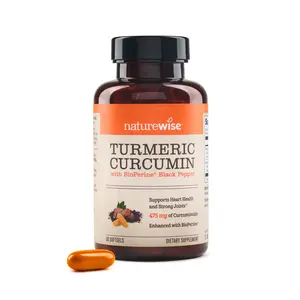 NatureWise Turmeric Curcumin 500mg with Black Pepper Softgels - Extra Strength, Enhanced Absorption - 95% Curcuminoids & BioPerine for Immune Support - Gluten-Free, Non-GMO - USA Manufactured