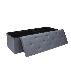 43 Inches Folding Storage Ottoman Bench, Ottoman Foot Rest, End of Bed Bench, Storage Chest, Load 660 lb, for Living Room, Bedroom, Entrywa