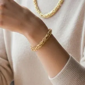 Puslo Bizantino 918 Unisex Gold Plated Bracelet  7.5 a 8 de largo