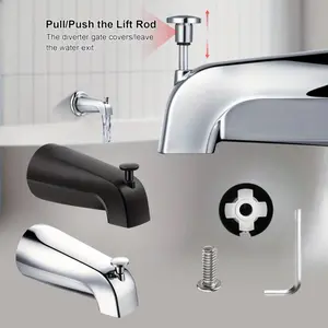 1 Set Faucets Pull-Up Hand Faucet Tub Spout Bathroom Shower Faucet Spout Replacement Slide-In Diverter Tub Spout Compatible with Kohler GP85556 Fits 1/2" copper water pipe Includes 5/32" hex wrench Easy to install
