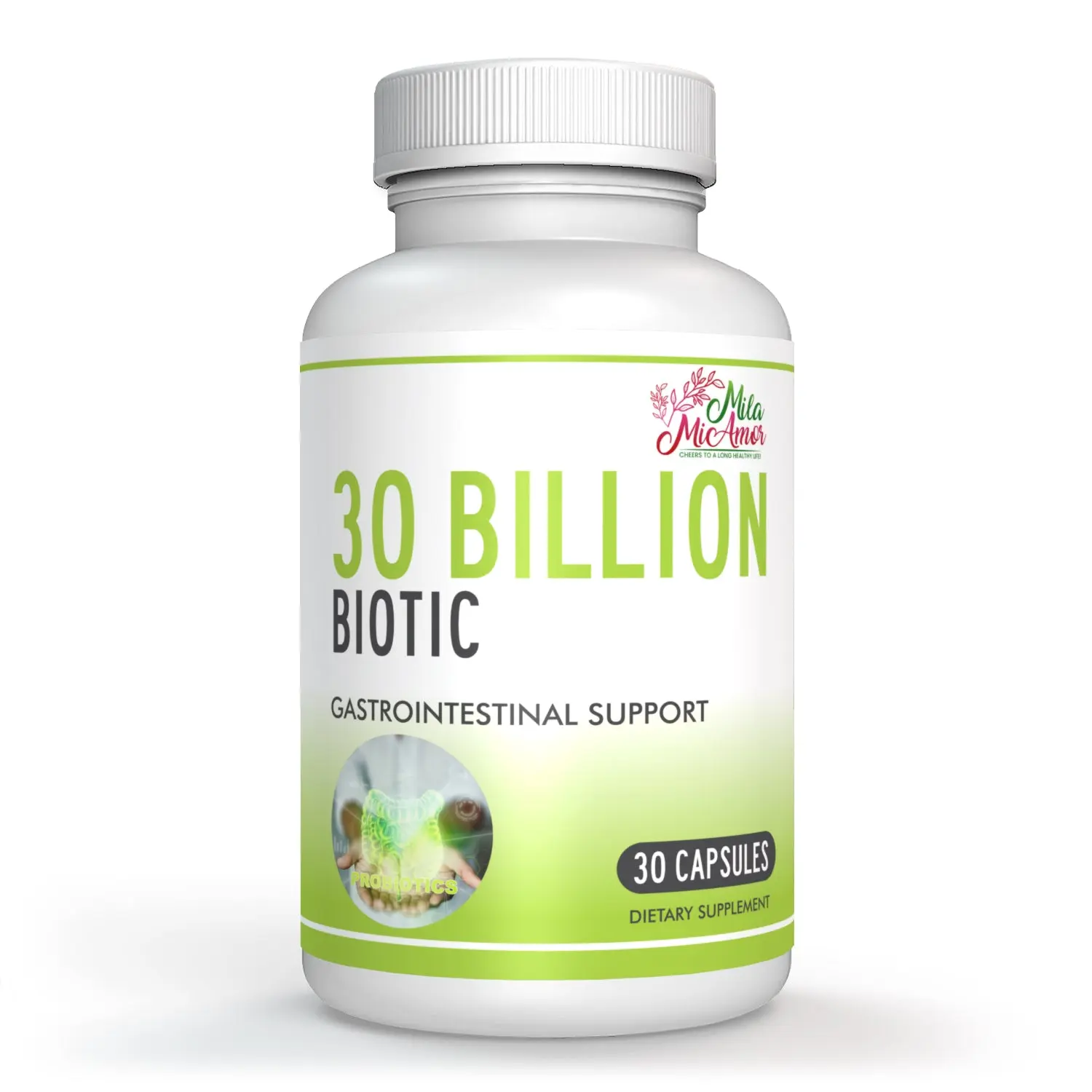 30-Billion Biotic | Gastrointestinal Support | Enhance Digestive Health, Immunity, Brain Health, Skin | 10-Strain Probiotic | Gut Support | 30 Capsules