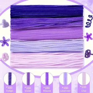 500-piece purple twist stick set, mixed-color pipe cleaners, suitable for DIY handmade art projects!
