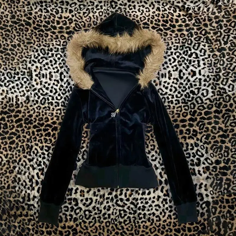 Emo Girls Black Fur Collar Zipper Sweatshirt Autumn and Winter Casual Long Sleeves Hoodie Fashion Sexy Slim Fit Streetwear 2000s - TikTok Shop Emo Girls Black Fur Collar Zipper Sweatshirt Autumn and Winter Casual Long Sleeves Hoodie Fashion Sexy Slim Fit Streetwear 2000s - TikTok Shop