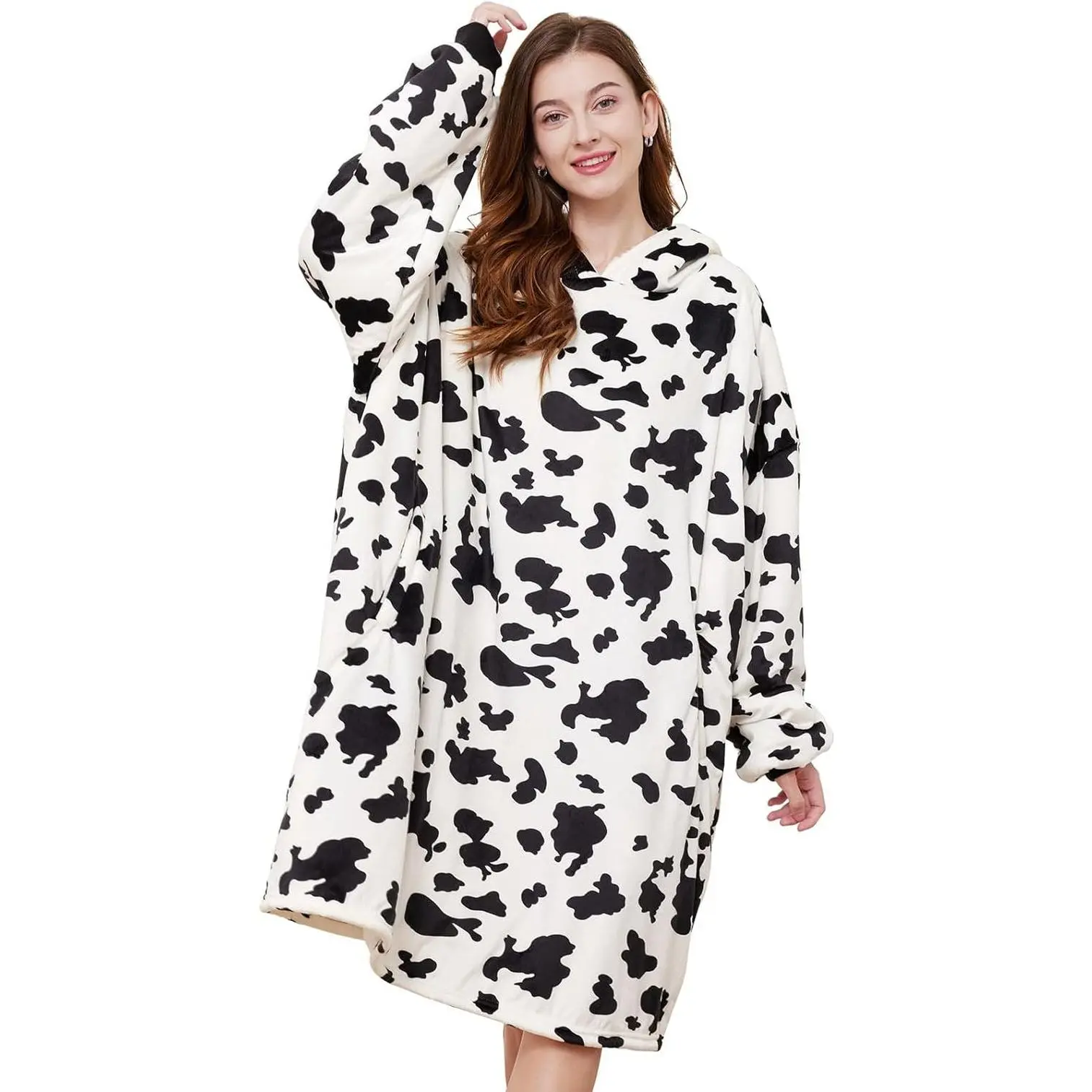 Oversized Sherpa Hooded Blanket Hoodie,Wearable Blanket for Women