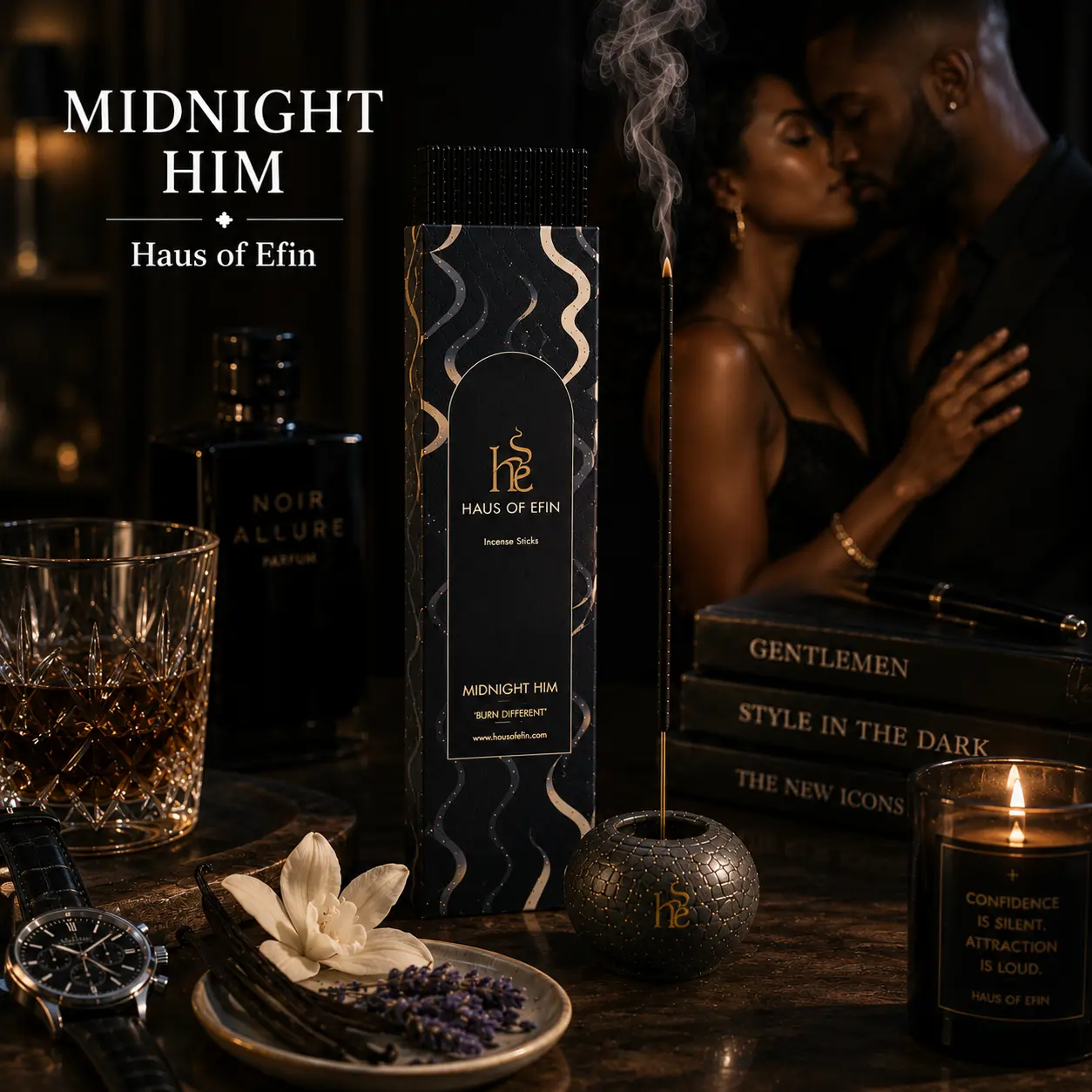 Midnight Him- Vanilla Lavender Smoky Woodsy Musk Incense Sticks