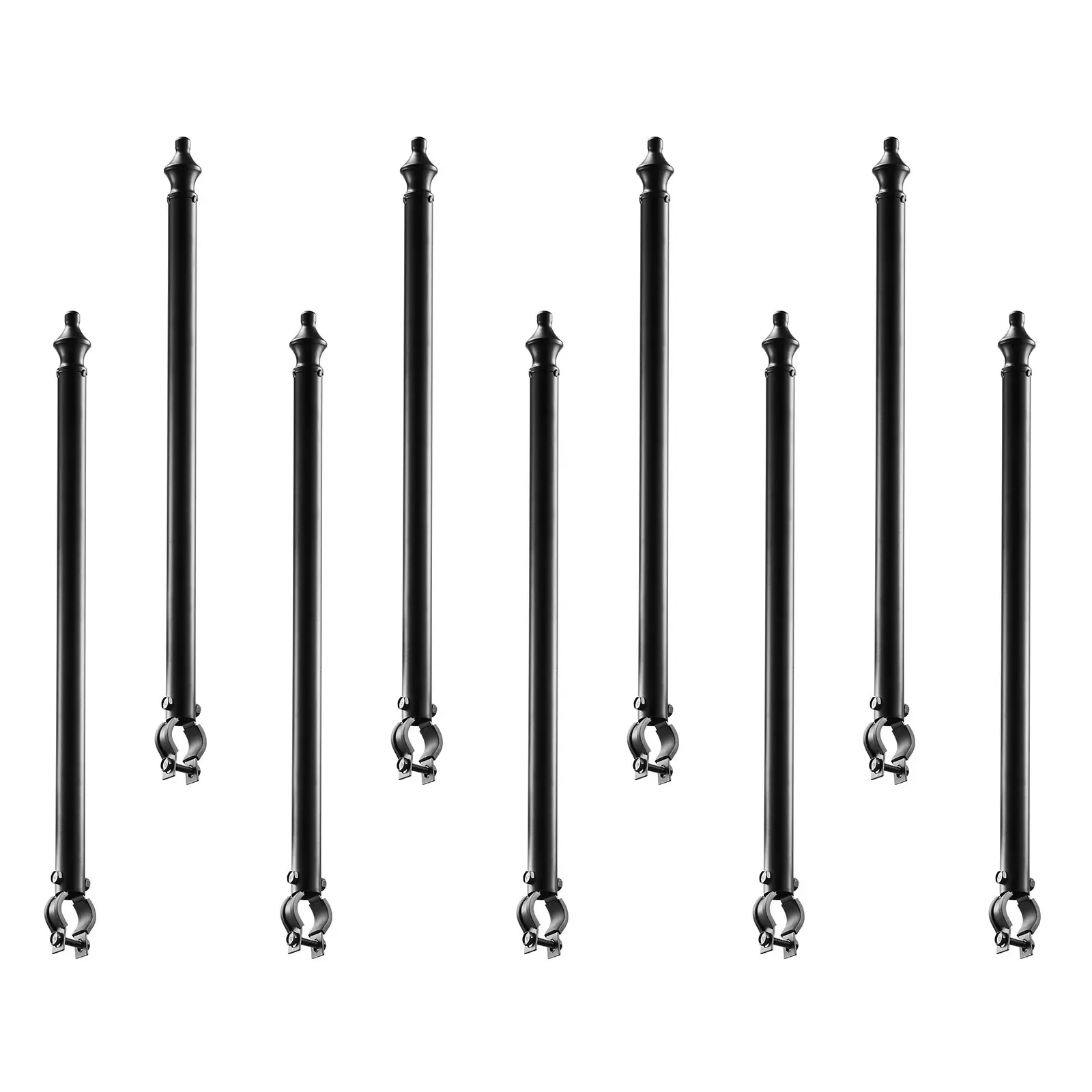 VEVOR Outdoor Galvanized Steel Chain Link Fence Height Extensions, 9 Packs (27.4 in Height), 1.3-1.5 in Post Extender, U Bracket, Barbed Wire Extend Arm, No-Drill Installation, Round Protective End Caps for Farms, Dog Escape Prevention, Fence Height Exten