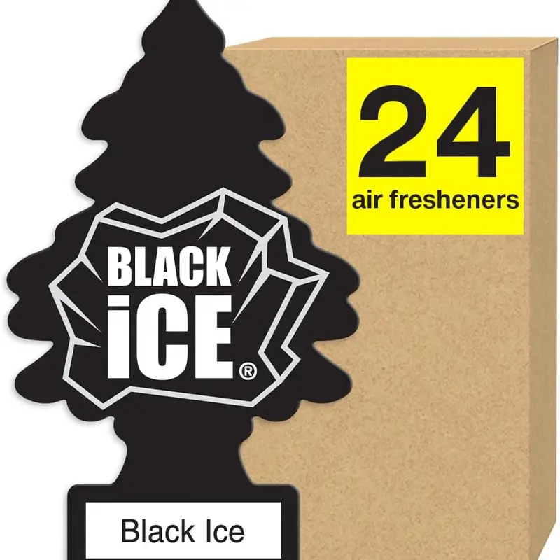 LITTLE TREES Air Fresheners Car Air Freshener. Hanging Tree Provides Long Lasting Scent for Auto or Home. Black Ice, 24 Air Fresheners