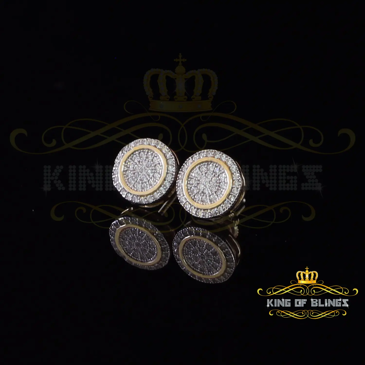King of Bling's 925 Sterling  Silver Screw Back 0.69 ct Cubic Zirconia Round Women Earrings