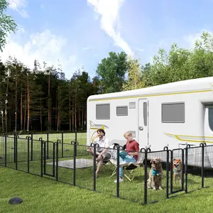 Dog Playpen Outdoor 16 Piece Panels Heavy Duty Dog Fence 40" Height Anti-Rust with Doors Portable for RV Camping Yard, Total 36FT, 102 Sq.ft, Snowy Black PDF8002