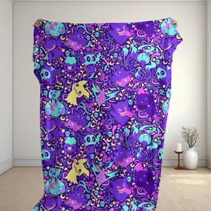 Gengar Mimikyu Fleece Blanket Cute Ghost Cozy Throw Blanket Funny Family Baby Blanket Halloween Home Decor Gengar Blanket Gifts Gift Idea Home Party Holiday Decor Christmas and Halloween and Birthday