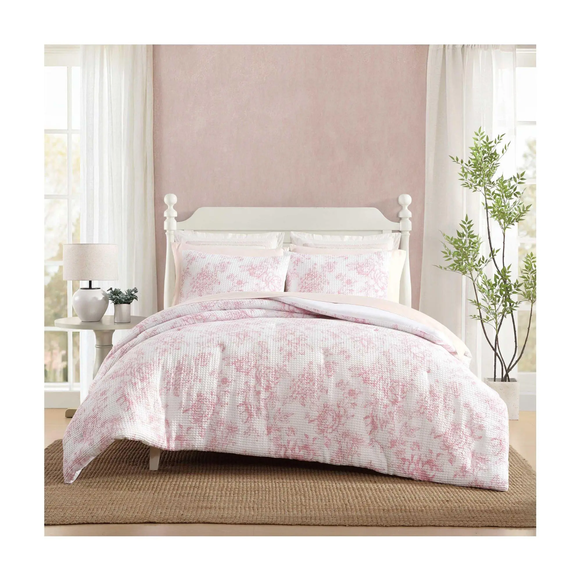 Laura Ashley Delphine Waffle F/Q Comforter ShamSet