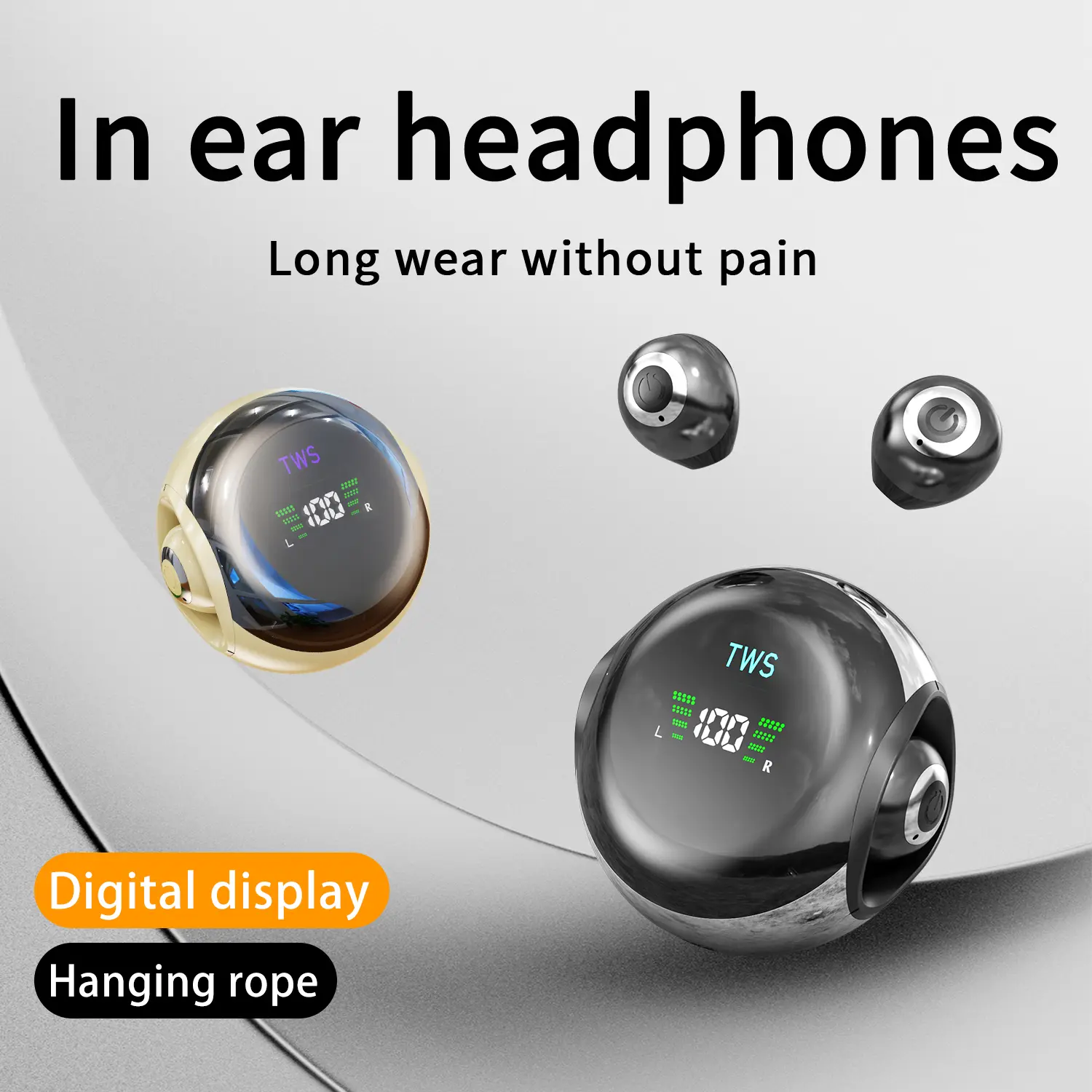 H.L.WALK-D Mini True Wireless Sleep Earbuds, 5.4in In-Ear Headphones with Noise Reduction, Lightweight Invisible Hidden Design for Comfortable Long Wear & Deep Sleep, True Wireless Earbuds