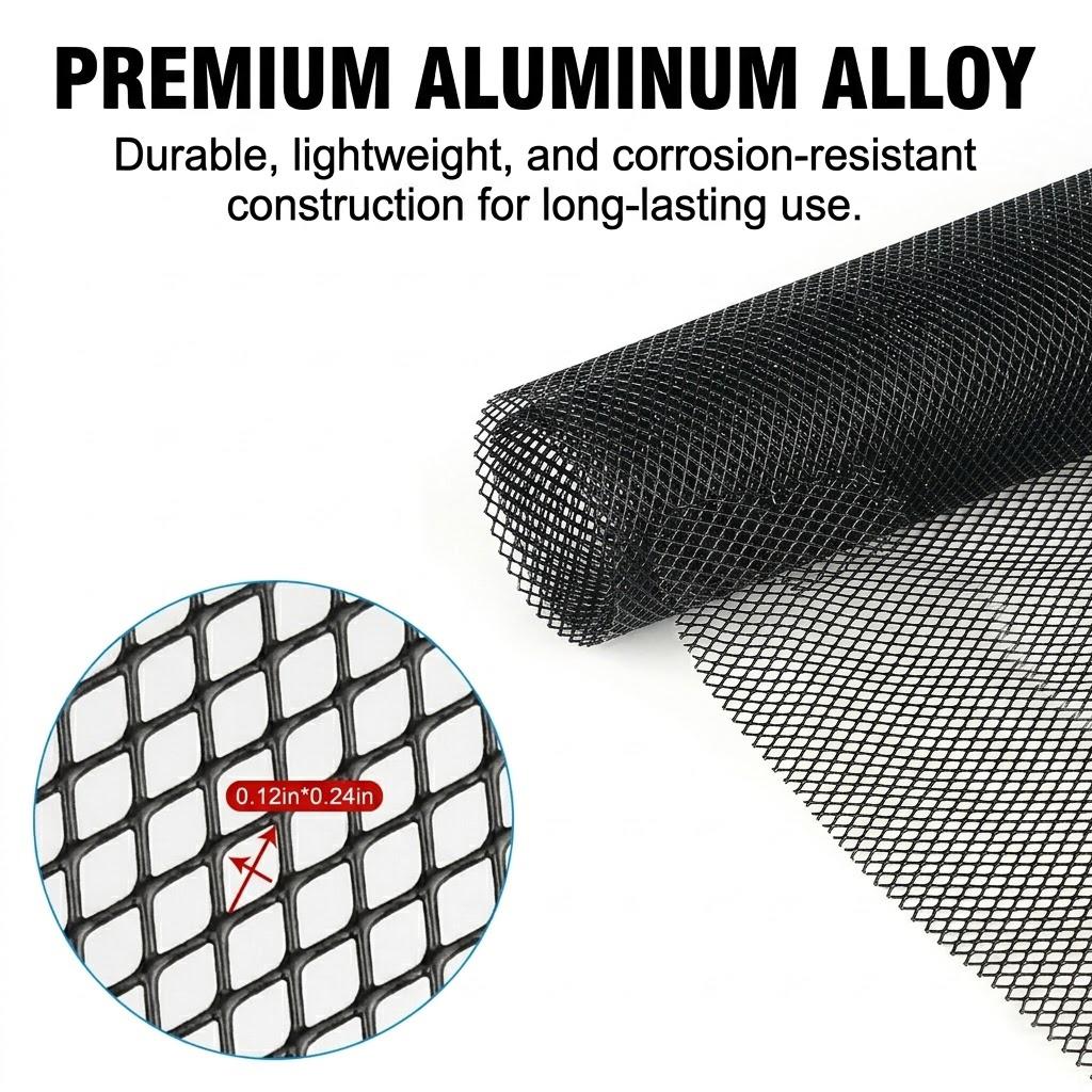 Universal Black Aluminum Alloy Grill Mesh 3x6mm Rhombic Grid 100x33cm for Bumper Vent Protection Durable High-Quality Customizable Fit Easy Installation Universal Black Aluminum Alloy Grill Mesh 3x6mm Rhombic Grid 100x33cm for Bumper Vent Protection Durable High-Quality Customizable Fit Easy Installation