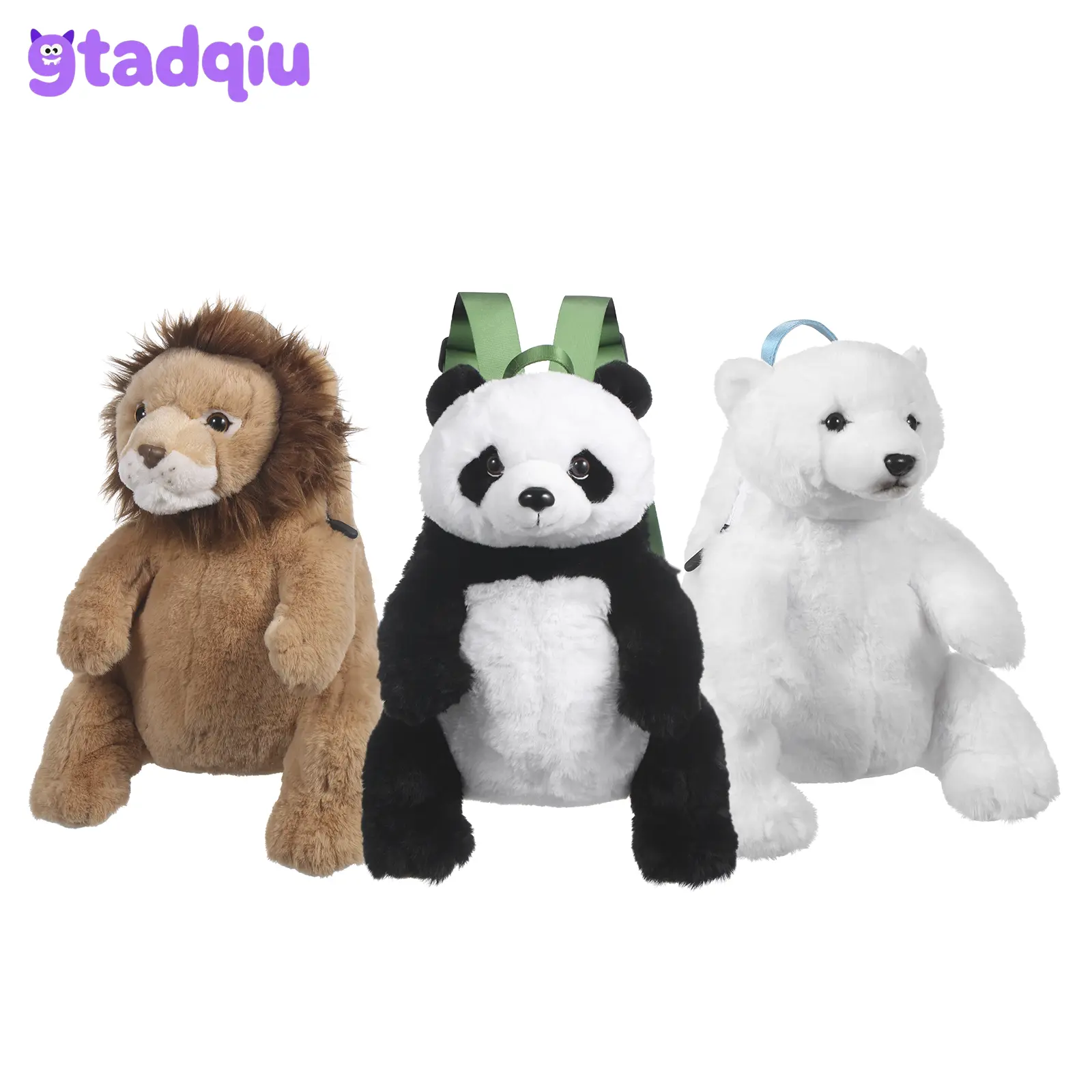 Gtadqiu-Stuffed Animal Toy Bag  | Panda, Lion, Polar Bear Animal Bag | ESSA Plush Toy for Kids and Boys and Girls Christmas Gift Stocking Stuffer Gym Bag Fluffy Soft Cute Animal Toy