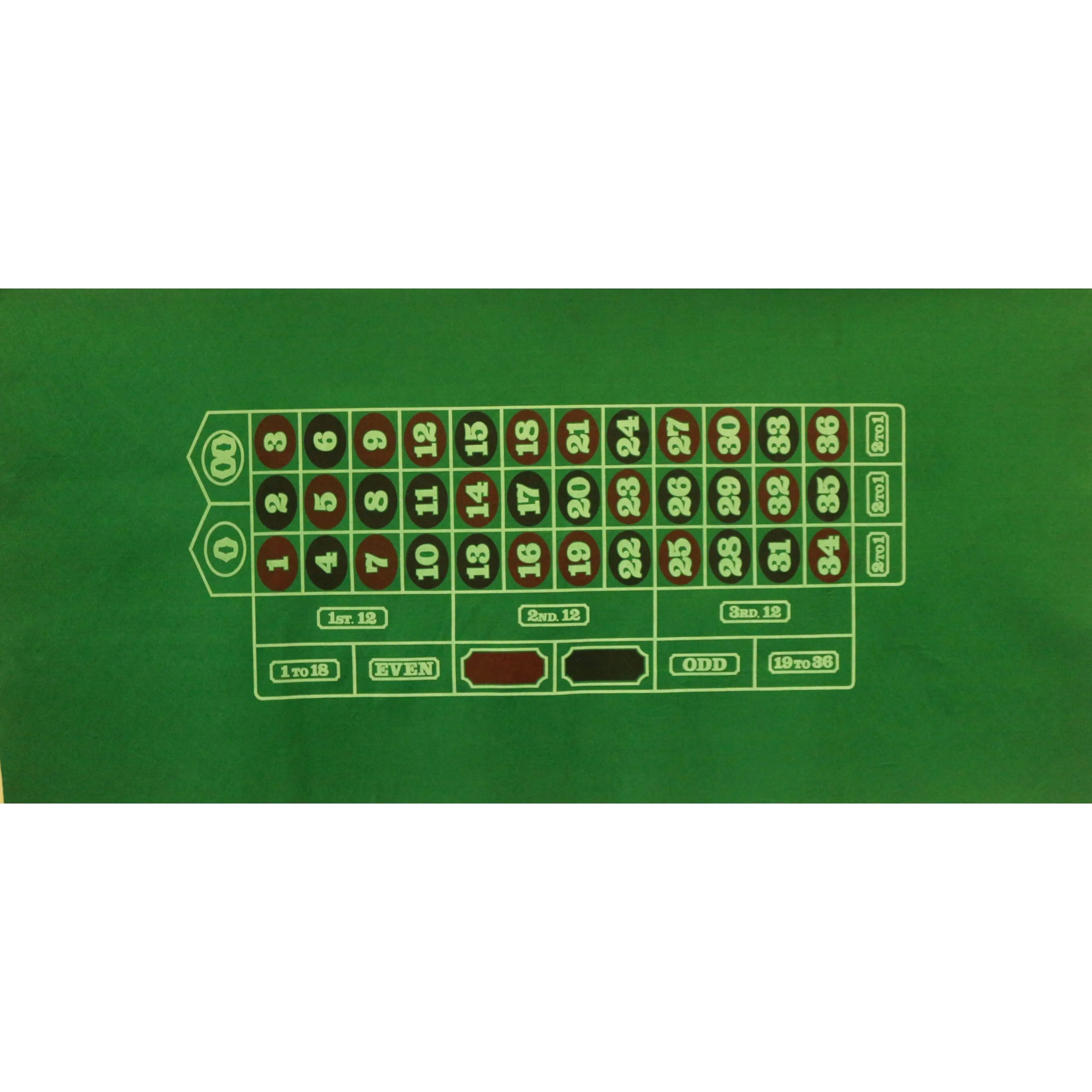 Roulette Layout Felt 36in x 72in for home use