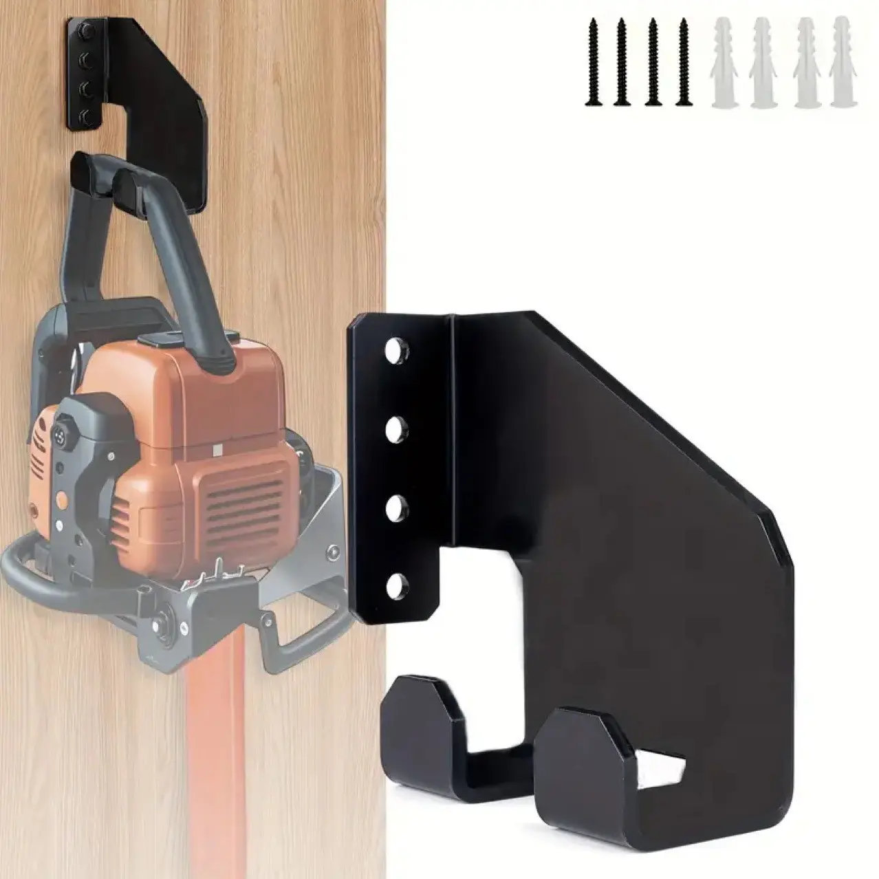 Heavy-Duty Chainsaw Hanging Rack, Extra Heavy-Duty Metal Garage Wall Mount System, Rustproof Wall Mountable, Pre-Drilled Holes & Screws, Powder-Coated, Sturdy Storage Wall Mounted Organizer, Garage Hooks