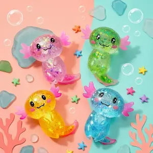 4Pcs Cute Axolotl Squishy Toys, Slow Rising Maltose Squeeze Ball Sensory Fidget Pack for Stress Anxiety Relief, Perfect Birthday Gift