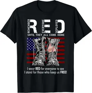 100% Cotton R.E.D Friday Military Remember Everyone Deployed T-Shirt