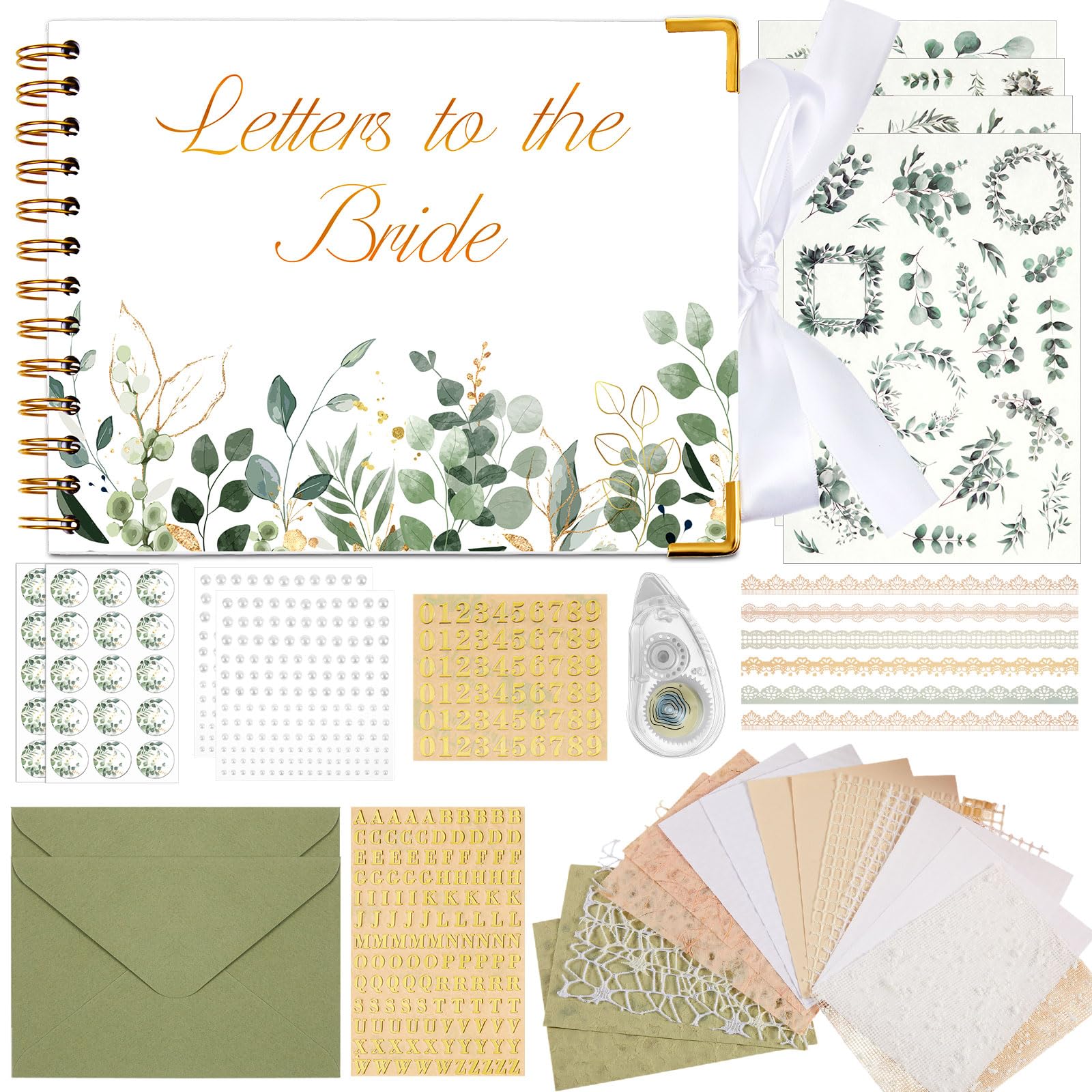 Letters to the Bride Book Wedding Gift - Heartfelt Wedding Letters Scrapbook for Bride, DIY Bridal Shower Gift from Bridesmaids & Mom, Elegant Pearl Decor Keepsake Memory Book for Wedding Morning