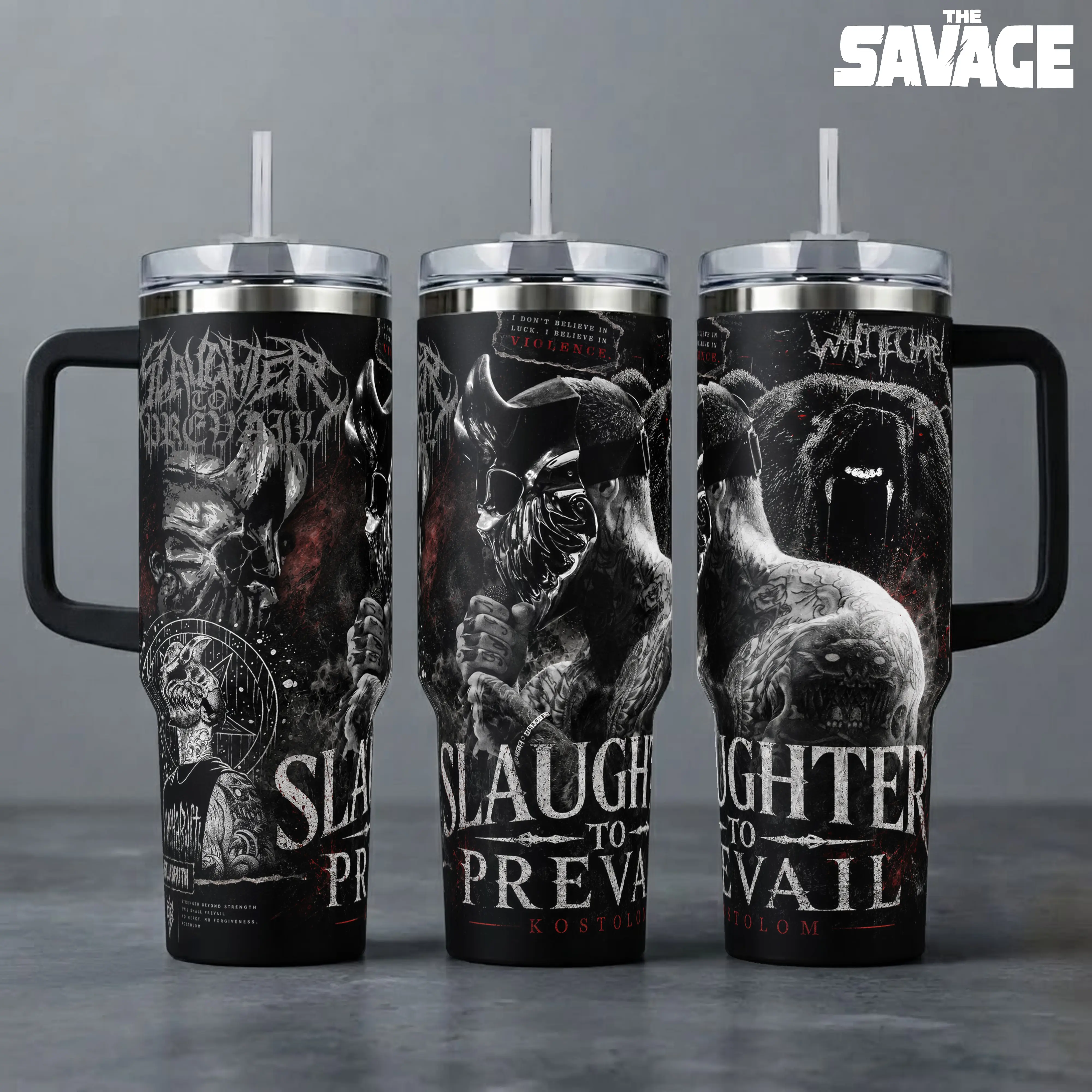Slaughter to Prevail Kostolom Tumbler - 20oz & 40oz Insulated Travel Mug with Handle & Straw, Deathcore Band Fan Merchandise, Insulation, Coffee