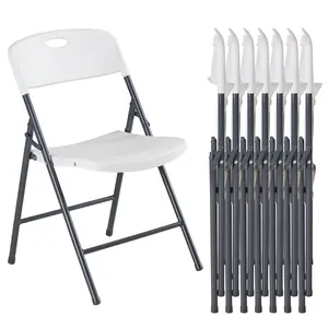 Folding Chairs with Ergonomic Back, Heavy Duty Plastic Stackable Portable Folding Chairs, Weight Capacity 330 Lbs, For Home, Office, Party, Wedding, Patio, Garden, Indoor Outdoor