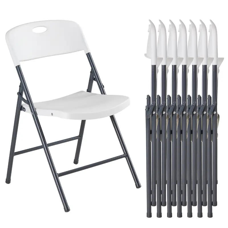 Sweetcrispy Armless Metal-Plastic Folding Single Seat Chair - Ergonomic Back, Heavy-Duty Portable, Wipe-Clean Smooth, Floor-Safe Legs, 18in Fold Size, 18.11in W x 18in D x 31in H, 330lbs Capacity, Chair for Bedroom, Modern Home Decor