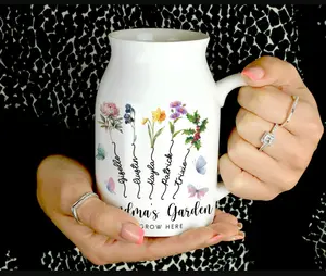 Custom Grandmas Garden Flower Vase, Personalized Birth Flower Flower Vase, Mother's Day Gift ,Gift for Grandma, Mother's Day Gift.