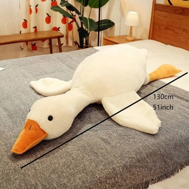 Cute Big White Goose Plush Pillow Toy - Cozy Stuffed Animal Plushie, Stress Relief Cute Toy for Kids, Large Huggable Bed Companion, Practical Sleep Accessory (TikTok Shop Spring Glo Gift Option), Plushies