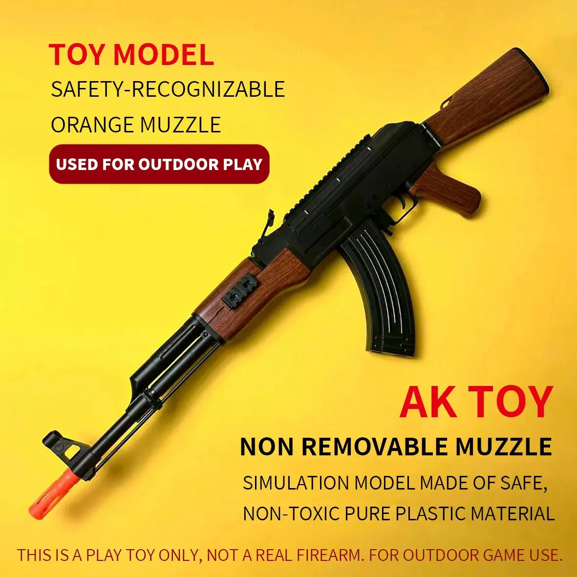 95cm Electric Gel Balls Blaster - Plastic Model with Single-Shot/Auto Fire Mode, Non-Removable Orange Muzzle, Outdoor Recreational Item for 14+ (No Bullets Included, Ideal Boy/Teenage Boy Gifts)