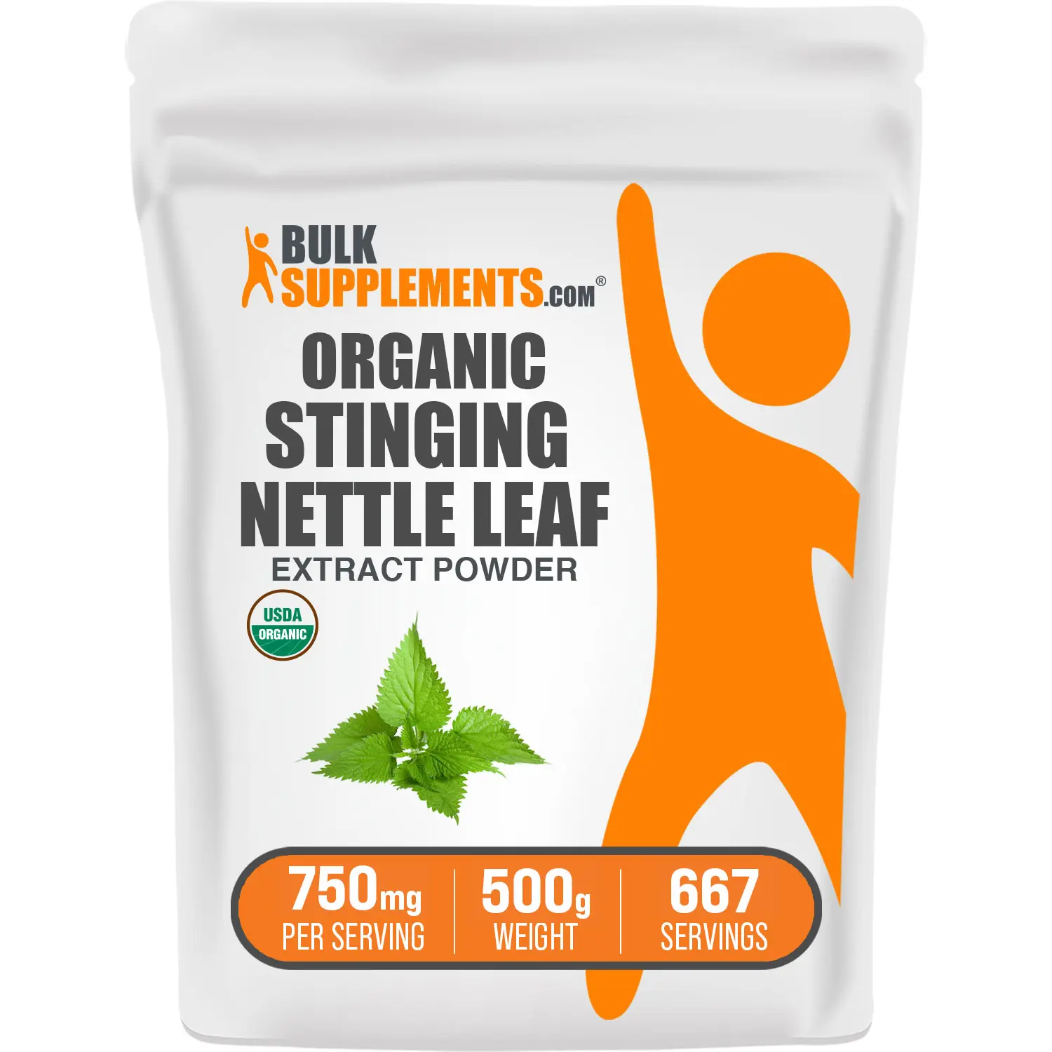 BulkSupplements Organic Stinging Nettle Extract Powder - Natural Dietary Nutrition Powder, Hair Growth Supplements, Hair Skin Vitamins - 500g, 750mg per Serving, Stinging Nettle Powdered Supplement Drink Mix