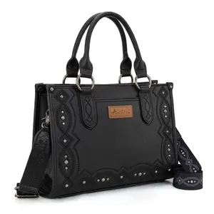 Montana West Embroidered Concealed Carry Collection Tote Bag for Women Durable PU Leather Travel Purse with Zippered Pockets