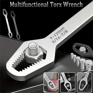 Star Wrench Manual Self-Tightening Dual Head Socket Tool (3-17mm), Multifunctional Wrench, Ergonomic Design, Portable Car Home Use, Durable Metal Structure
