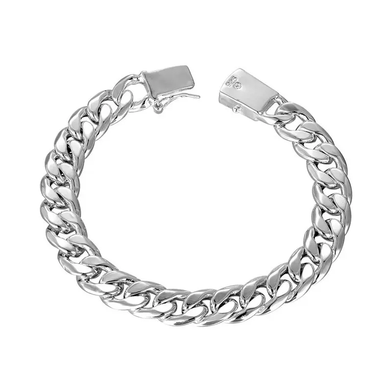 High-End Fashion 925 Sterling Silver PlaidChain Cuban Link Bracelet Jewelry, ElegantJewelry Bracelet, Perfect Gift for Boyfriend/girlfriend, Hypoallergenic Daily Accessory,Cuban Bracelets