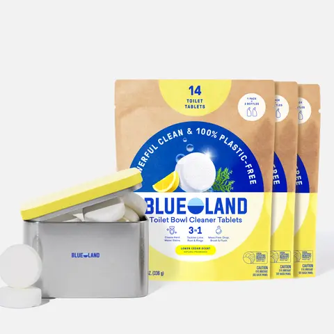 Blueland Toilet Bowl Cleaner Tablets, 1 Year Supply, Eco-Friendly 100% Plastic-Free Tablets, Mineral and Plant-Based Cleaning Power, Septic-Safe