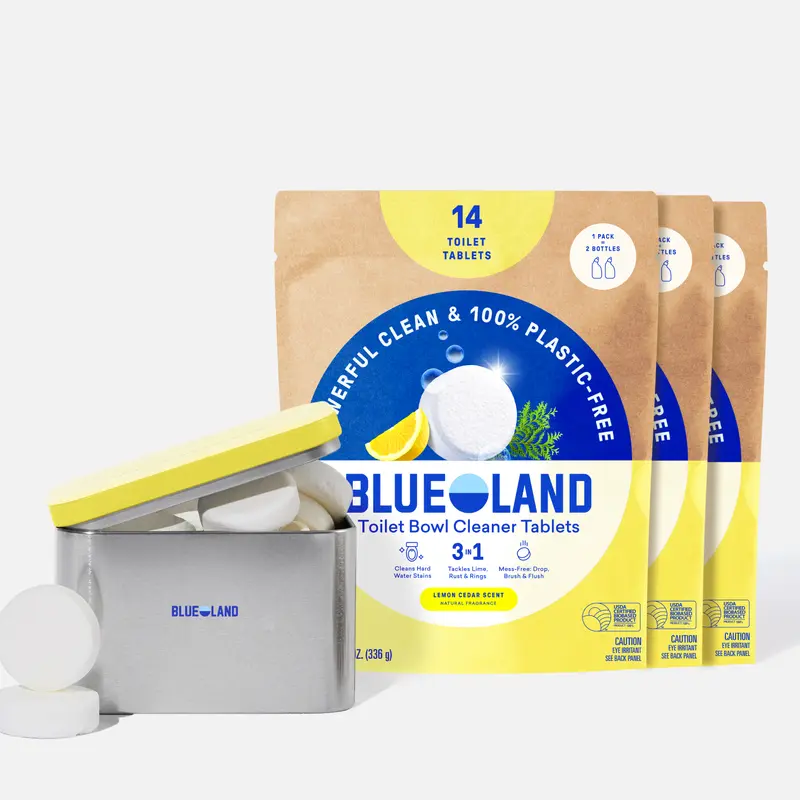 Blueland Toilet Bowl Cleaner Tablets, 1 Year Supply, Eco-Friendly 100% Plastic-Free Tablets, Mineral and Plant-Based Cleaning Power, Septic-Safe