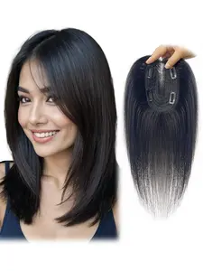 360° 3D Real Hair Topper for Women, Lightweight Hair Extension with Bangs, Hair Piece for Daily Use, Hair Topper Clip