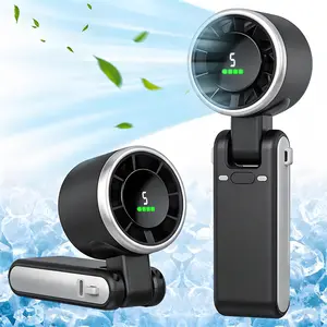 KIMWIND Portable Handheld High Speed Fan, 5-speed Airflow Wind, Foldable & Hanging Neck Fan, Suitable for Family, Travel, and School, Best Friend Gifts