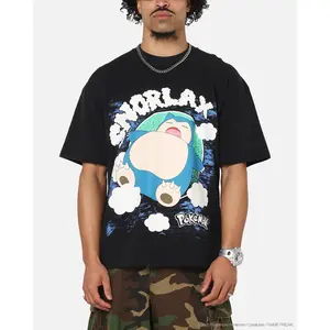 The Pokémon Collection By 73Studio Snorlax Vintage T-Shirt Off Black