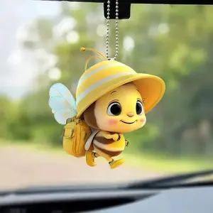 Cute Bee Car Mirror Hanging Ornament, Acrylic Pendant for Rearview Mirrors, Perfect Christmas Gift, Interior Decoration Accessory, Car Trinkets, Car Accessories