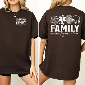 [100% Cotton] First Responder Family T-Shirt merch, Fire Dept EMT Police 911 Dispatcher Merch Tee, No One Fights Alone Shirt, Hero Support Graphic Tee, Unisex Streetwear Top, Gift for First Responder Family
