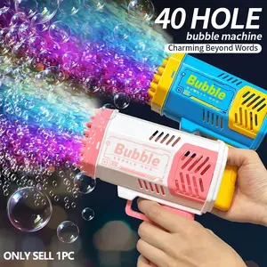 40 Hole Bubble Toys Launcher, Handheld Portable Electric Automatic Bubble Gun, Unisex Kid's Outdoor Summer Party Birthday Gift Toy, Portable Bubble Machine, Automatic Bubble Maker, Automatic Bubble Blower