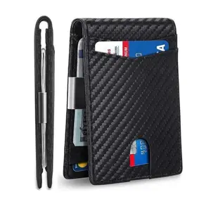 Minimalist Carbon Fiber Men's Wallet 2026 - RFID Blocking Bifold with Money Clip & Card Slots