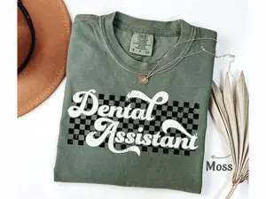 Dental Assistant Shirt Checkered Dental Assistant Tee Retro Dental Assistant Tshirt T-Shirt Gift for Dental Assistant Comfort Colors Shirt
