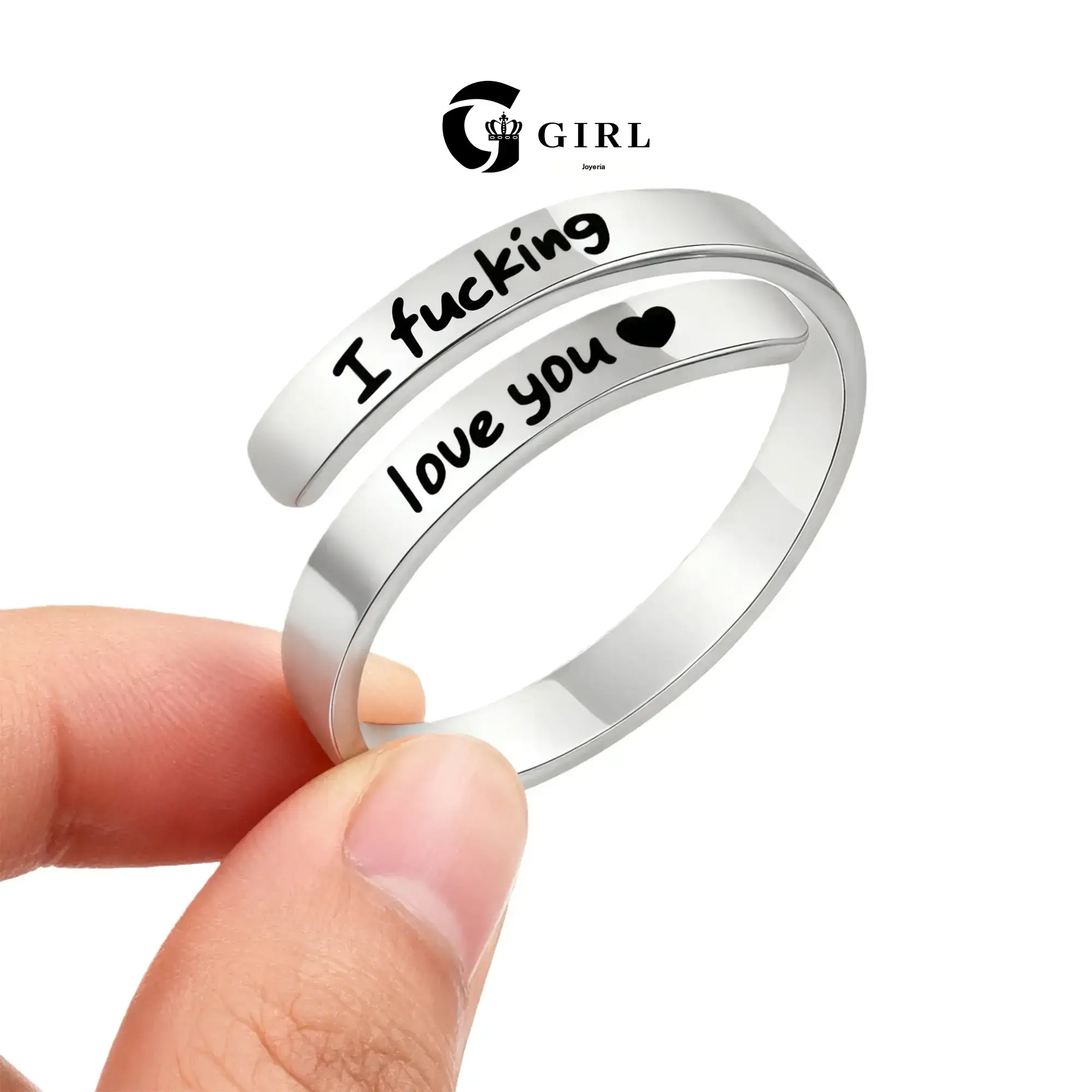 GGIRL Engraved Heart Spiral Wrap Twist Ring - Adjustable, Hypoallergenic Anti-Rust Steel Ring, Decorative Patterned Heart-Shaped Engraved Vintage Promise Jewelry for Women, Anti-Rust Steel Rings, Decorative Engraving Rings