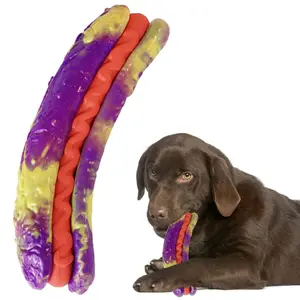 NIOIB Bite Resistant Nylon Dog Toys Tough Hot Dog Shaped Indestructible Chew Toys for All Breeds Durable Non Toxic Teeth Cleaning Interactive Play