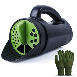 Hand Seed Spreader for Ice Melt, Grass Seed, Fertilizer Lawn and Garden. 3-in-1 Handheld Spreader for Salt with Multiple Adjustable Opening Sizes，Up to 80 Oz