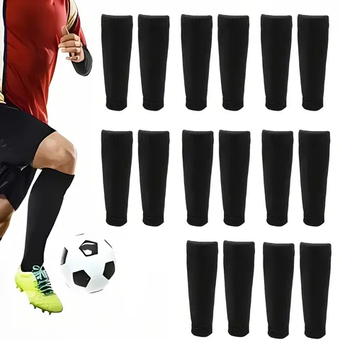 Men's Activewear Protective Shin Guard Socks (3 Pairs-White, Pack of 3) - Sturdy Mesh, Knee-High Sleeves, Breathable Nylon, Snug Calf Elastic Fit, Foot Fatigue Relief, Soccer Training Equipment, Football Equipment, Soccer Accessories, Rugby Use
